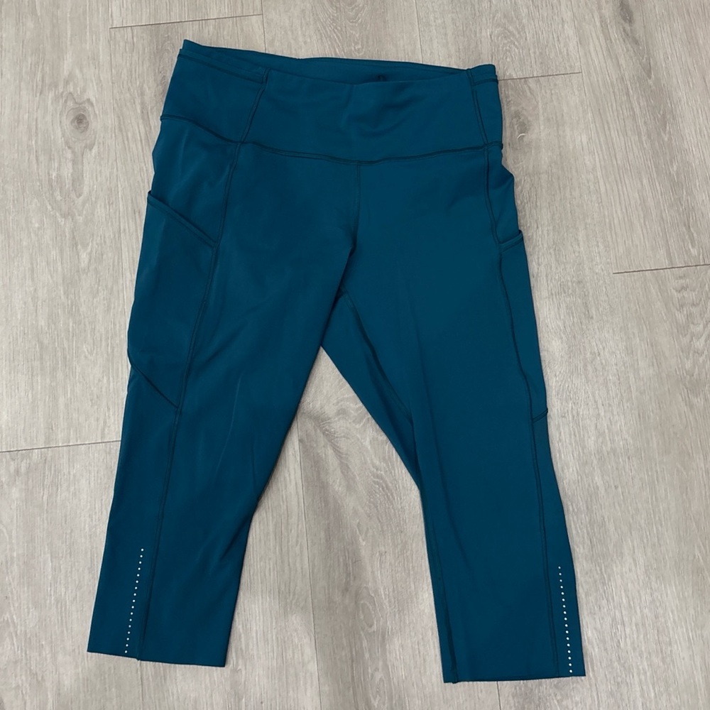 Lululemon Fast & Free High Rise Crop Leggings 19" Nulux - Blue - Size 10